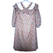 Madewell Silk Forsythia Cold-Shoulder Dress Prairie Blossoms H7267 Womens 14 NEW