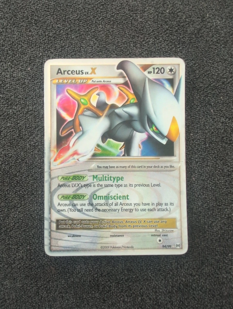 arceus pokemon card level x - Salamence LV.X (98) - Colorless Psychic Bolt (100) Discard a Lightning Energy and a Psychic Energy attached to Arceus Looking to sell my collection