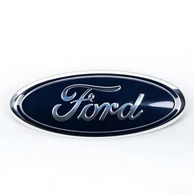 Blue & Chrome Front Grille Tailgate 9 Inch Oval Emblem For Ford Explorer Edge - Image 1 of 4