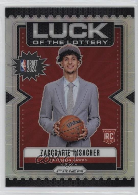 2024-25 Panini Prizm Luck of the Lottery Silver Zaccharie Risacher Rookie RC v3r