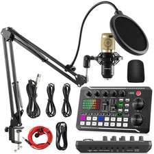 Podcast Equipment Bundle, F998 Live Sound Card with BM800 Recording Studio Mi...