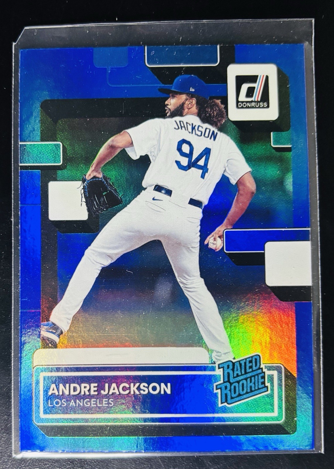 Andre Jackson 2022 Panini Donruss Rated Rookie Blue Prizm Rainbow Holo Dodgers