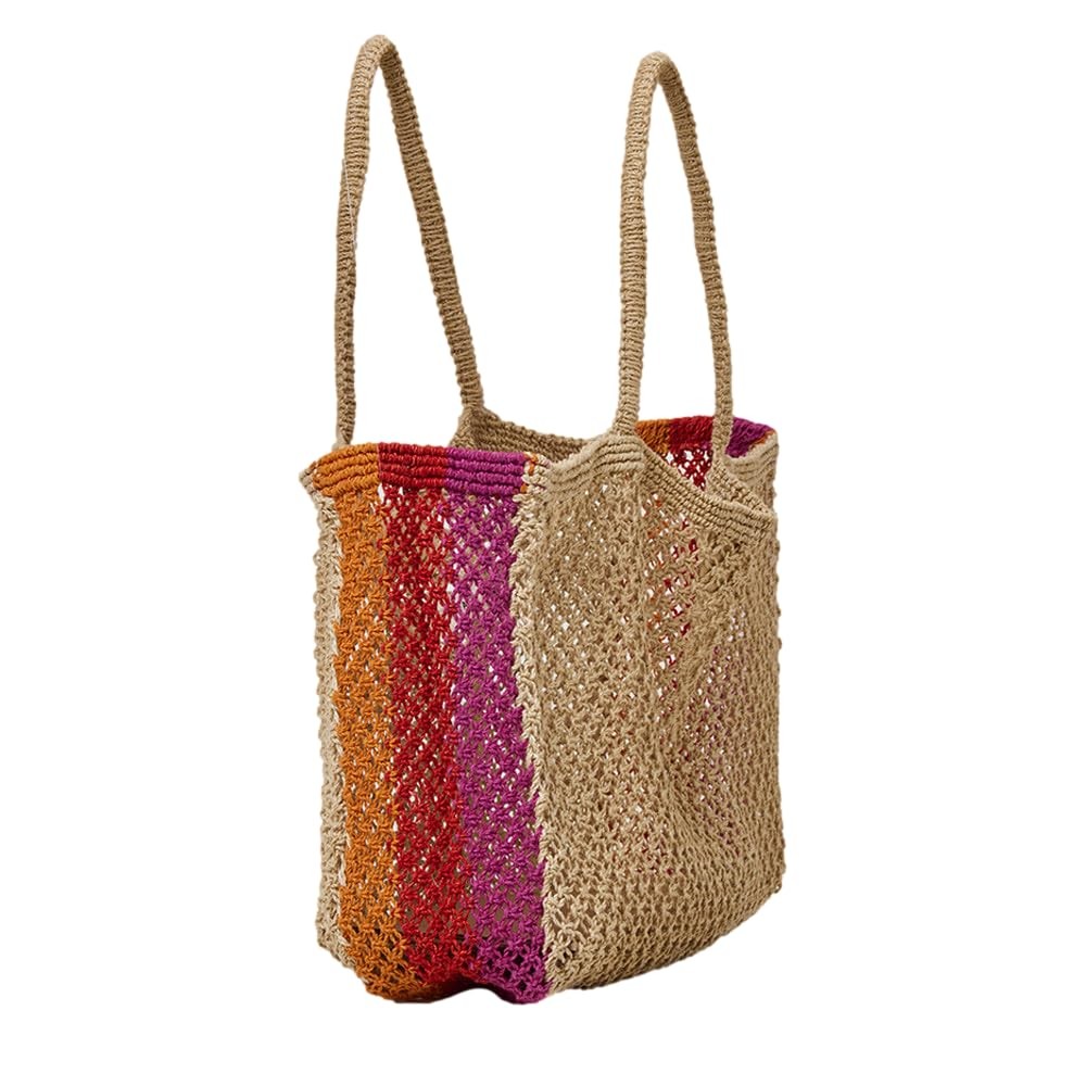 Bolso Moonlight, con lados coloridos y asas tejidas, grande para uso diario...