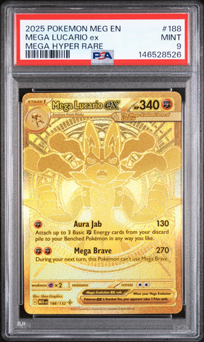 2025 Pokemon Meg EN-Mega Evolution Mega Lucario EX Mega Hyper Rare PSA 9 #188