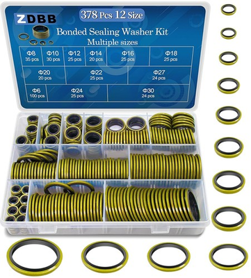 #ad 378 Pcs NBR Metal Bonded Sealing Washer Assortment Kit M6 M8 $30.99