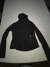 Calia Jacket Womens Medium Black Hooded Full Zip Softshell Thumbholes Running