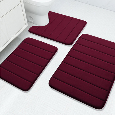 Buganda Memory Foam 3 Pieces Bathroom Rugs Set - Thick Soft Absorbent Non-Slip