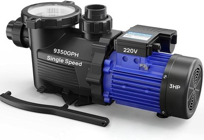 Powerful 3HP Pool Pump - 9350 GPH, 220V for In/Above Ground Pools