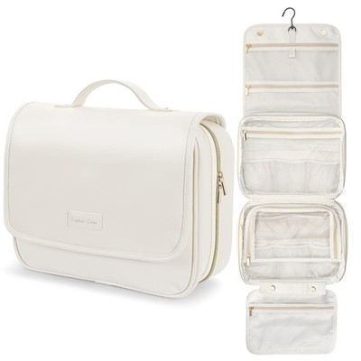 Hanging Travel Bag for Traveling - Soft PU Leather Waterproof Travel Toiletry...