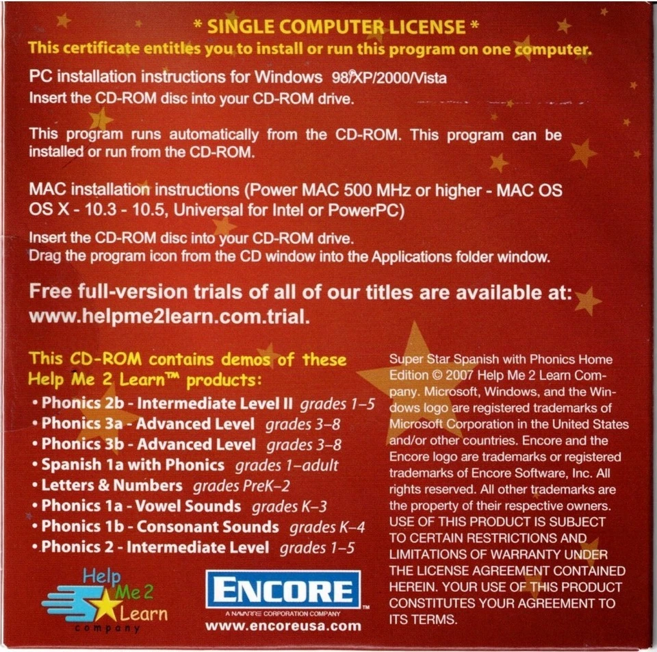 Super Star Spanish With Phonics Pc New XP ESL English 2nd Language 5 to Adult - Image 2 of 2