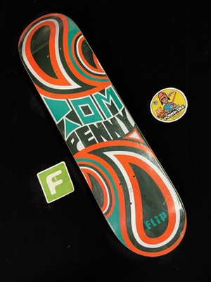 RARE Tom Penny Orange Green Patterns FLIP Skateboard Deck Pro