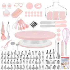 Cake Decorating Supplies Kit Cake Turntable for Decorating 64 Icing Ping Tips...