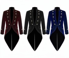 Men's Gothic Velvet Tailcoat Jacket Victorian Steampunk Frock Coat.