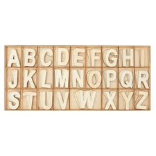2" Wooden Alphabet Letters for Crafts, 4 Sets ABCs with Sorting Tray, 104 Pieces