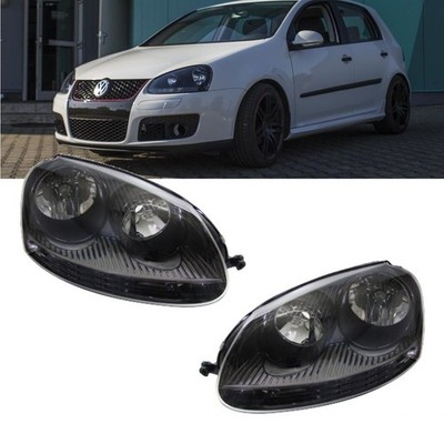 Scheinwerfer SET Rechts Links + Lamellen Schwarz passt für VW Golf V 5 GTI Jetta