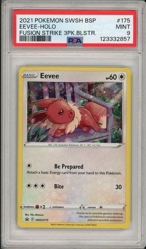 2021 Pokemon SWSH Black Star Promo Eevee Holo Fusion Strike Blister #175 PSA 9