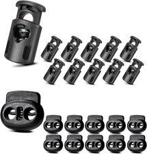 20PCS Cord Locks for Drawstrings 10 Single Hole and 10 Double Hole Spring Cord S