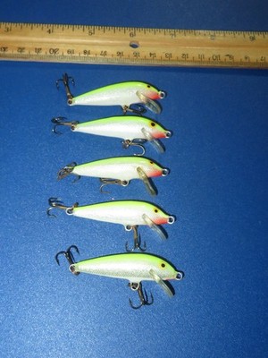Lot of 5 Rapala Floating Original Minnow F5 Crankbait Lures Chart SFC