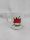 VTG Fire King 1958 Snoopy Mug I Think I'm  Allergic to Morning!  Milk Glass