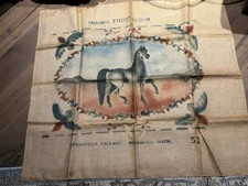 Burlap Colonial Rug Pattern Reproduction Original Frost Design Horse #52 (41x46)