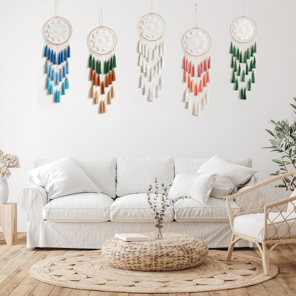 Artilady Macrame Dream Catcher Wall Hanging - Handmade Boho Decor With Tassels & Feathers, 22 Inch - View #8