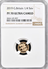 2019 GOLD QUARTER SOVEREIGN 1/4 Proof NGC PF70 Royal Mint Great Britain