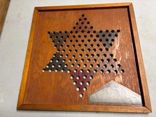 Chinese Checkers Gameboard, Vintage and Handmade 18" x 18" Wood