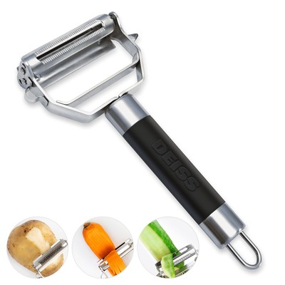 Deiss PRO Dual Julienne Peeler & Vegetable Peeler - Non-slip Comfortable Handle