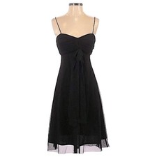 Eliza J Black Chiffon Sweetheart Ruched Cocktail Dress Sz 4 Bow Knee Length