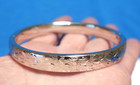 STERLING SILVER BANGLE BRACELET ANTIQUE BRUSHED SILVER ETCHED DESIGN 12 GRAMS