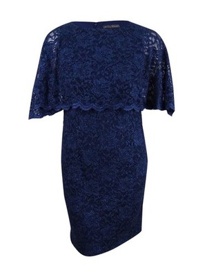 Jessica Howard Women's Glitter Lace Capelet Dress