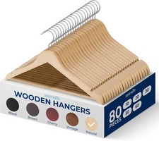 SereneLife SLWDD85 80-Piece Solid Wooden Hangers Set Open Box