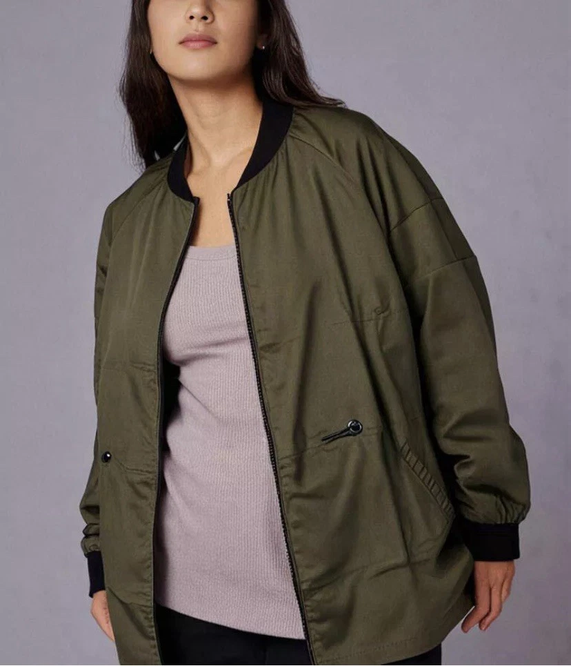 Womens Plus Size 18 Jacket Longline Bomber Military Khaki RRP £60 Boohoo