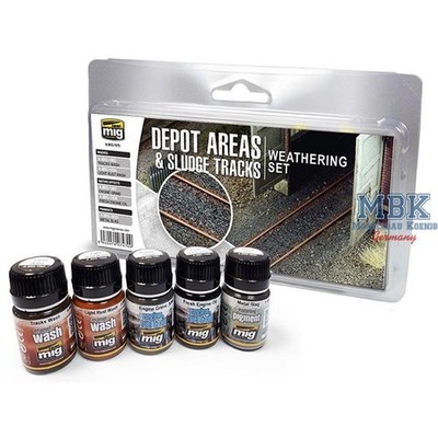 Ammo of MIG AMIG7470 DEPOT AREAS - SLUDGE TRACKS WEATHERING SET