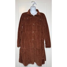 American Eagle Dress Womens Size Large Tall Brown Corduroy Tiered Mini