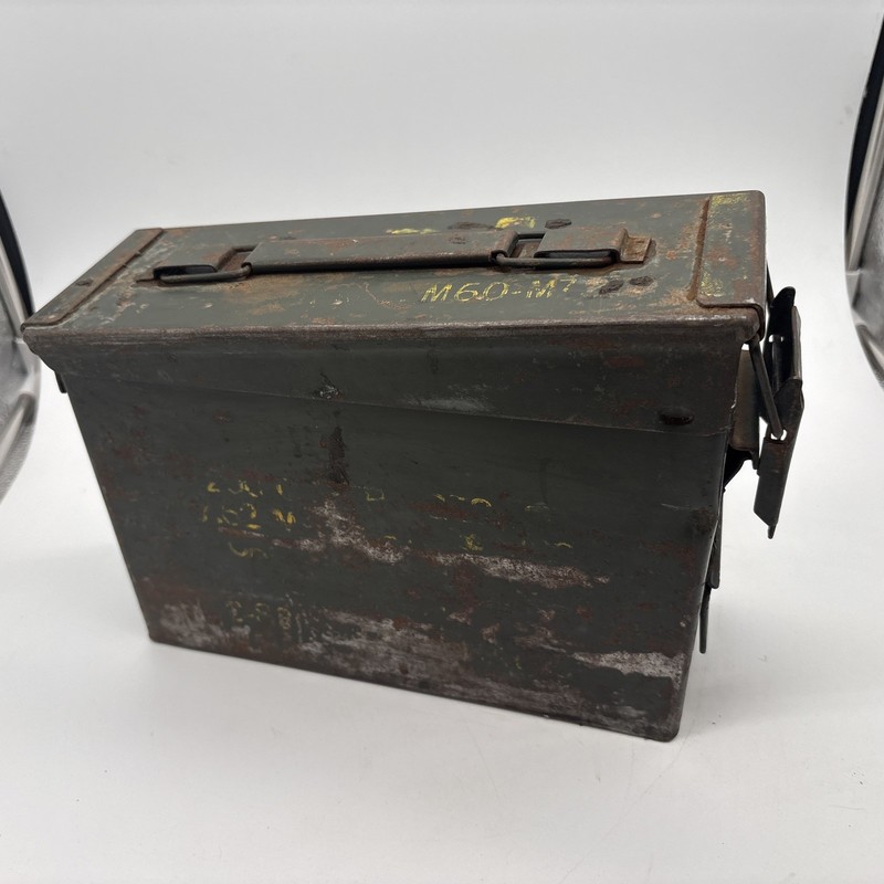 Vintage US Military Metal Ammo Box 200 Cartridges 7.62MM M13 M60-M73 - Empty