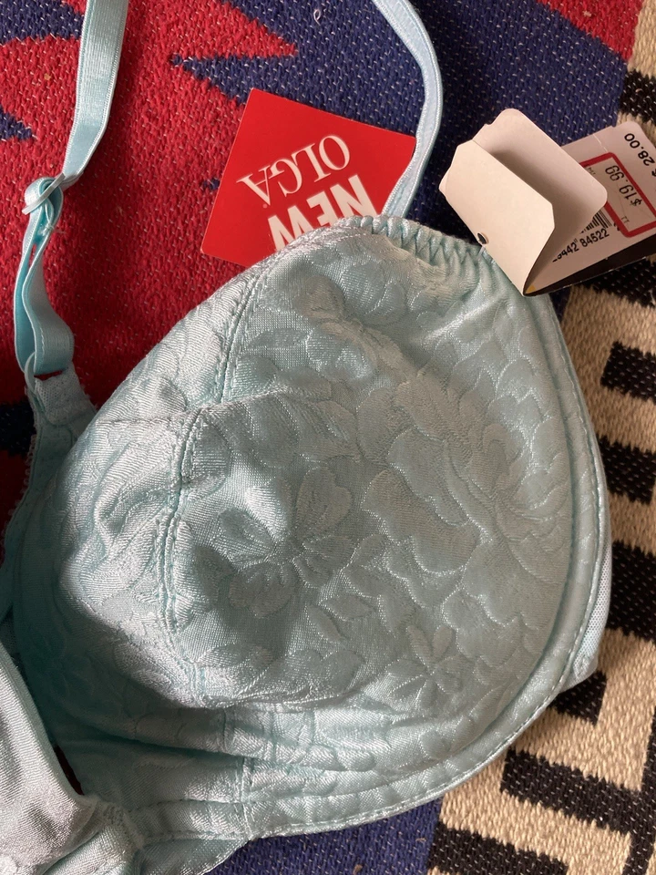 Sujetador vintage Olga 33436 para mujer talla 36C azul verde transparente bordado sin forro nuevo Foto 2 de 4