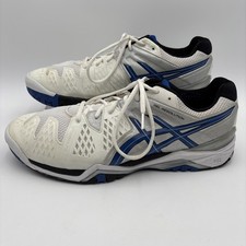 Asics Gel Resolution 6 Men  s 14 White Blue Tennis Pickleball Shoes Sneaker E520Y