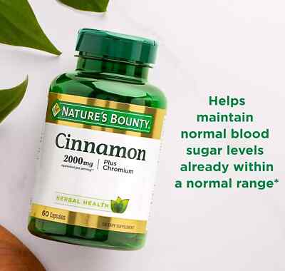 Cinnamon 2000mg + Chromium 60 Capsules 1000mg per Caps, Support Sugar Metabolism