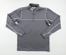 Under Armour Sweater Adult Medium Gray 1/4 Zip Pullover Activewear Fitted Mens
