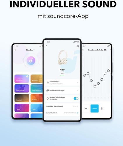 Anker Soundcore H30i Kabellose On-Ear Kopfhörer, Purer Bass, 70 Std - Weiß - Bild 7 von 7