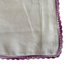 Handkerchief White Hankie Purple Gradient Border 12x11.5