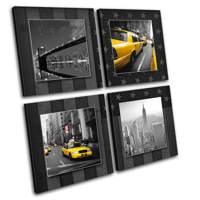 New York Yellow Taxi Flag City CANVAS WALL ART Picture Print VA | eBay ...