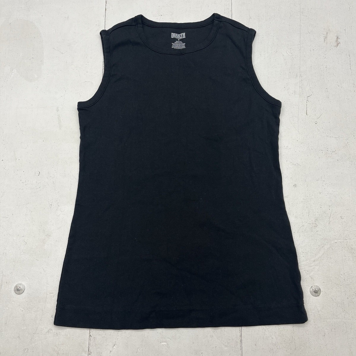 Duluth Trading Co Black Basic Tank Top 100% Cotton Crew Neck