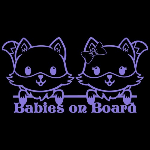 8.5" BABIES ON BOARD FOX v1 Vinyl Decal Sticker Car Laptop Baby Twins Boy Girl - Picture 18 of 31