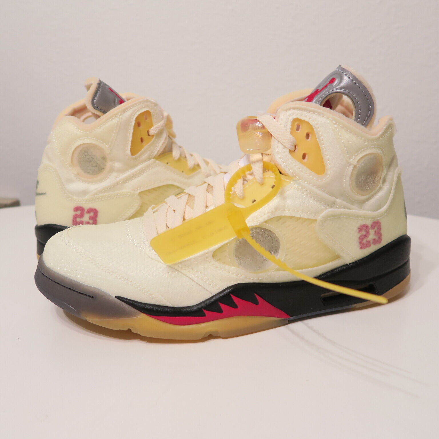 Off-White x Air Jordan 5 Sail Fire Red, Where To Buy, DH8565-100