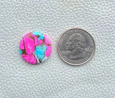 14Ct  Rare Cotton Candy Kingman Turquoise Round Cabochon Pendant Gemstone DK=366