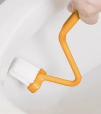 Home-X 1 PC V-Shaped Toilet Brush Rotatable Orange Plastic Brush 8” US Seller