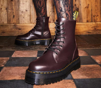 Dr. Martens JADON PLATFORM Boots Burgundy Smooth LEATHER Great