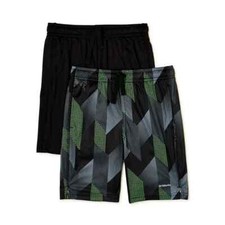 Athletic Works Boy Shorts 2 Pack DriWorks Size M 8 1 Black 1 Green Design NEW